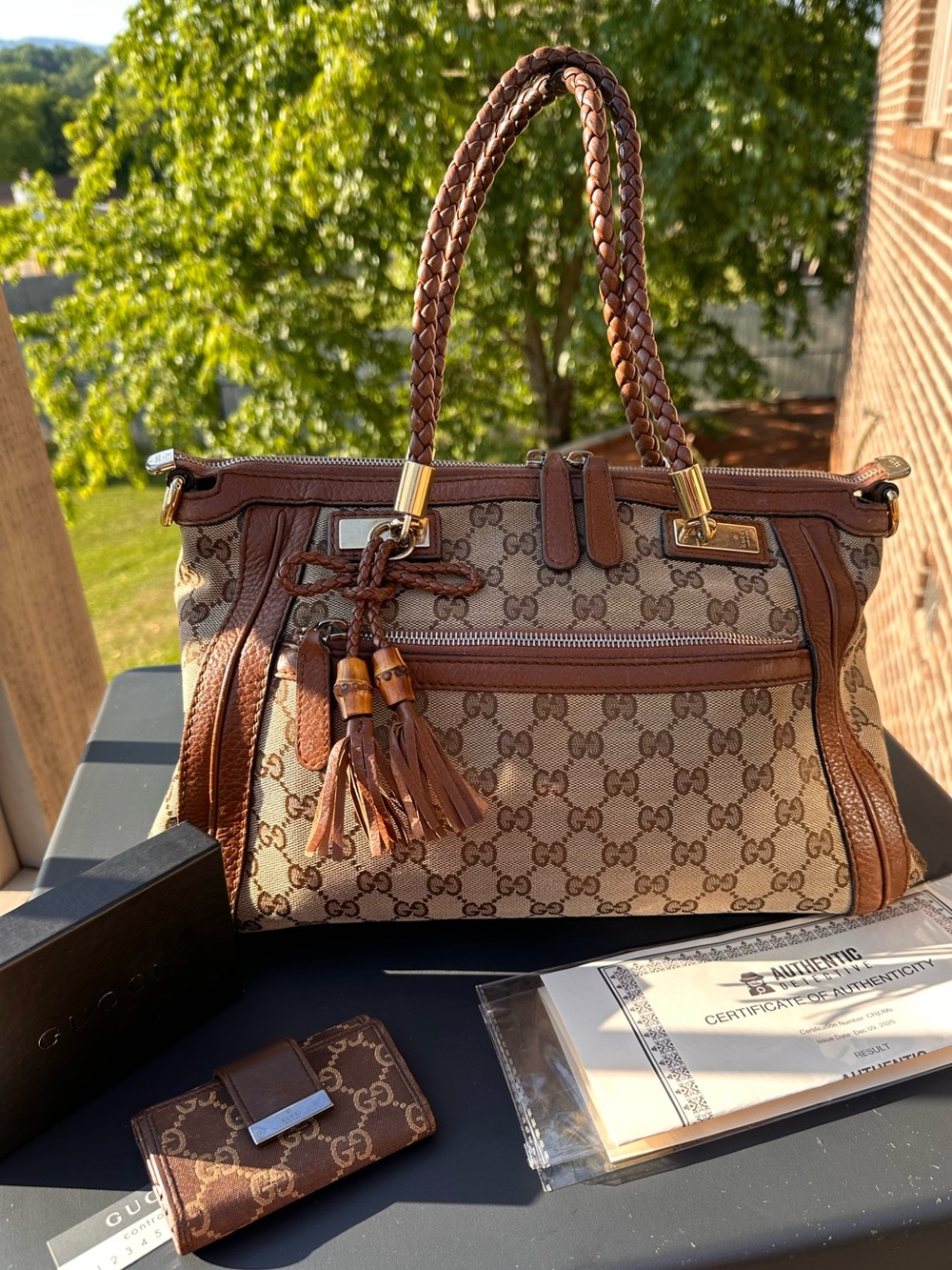 GUCCI BELLA SATCHEL CANVAS LEATHER TOTE 2016 and GUCCI KEY CLES